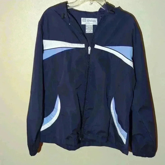 Vintage Wilson wind breaker jacket, medium, blue and white - Picture 2 of 6